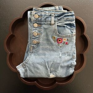 Girls Cat & Jack Blue Jeans with Floral Embroidery Size 12